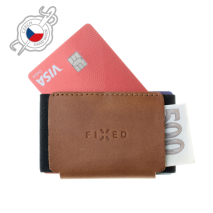 FIXED Kožená peněženka Tiny Wallet z pravé hovězí kůže, hnědá