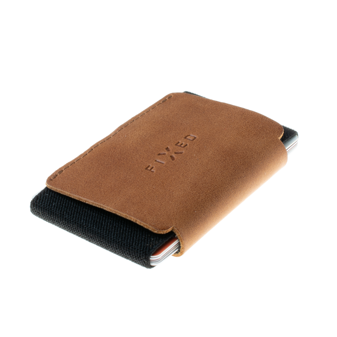 FIXED Kožená peněženka Tiny Wallet z pravé hovězí kůže, hnědá