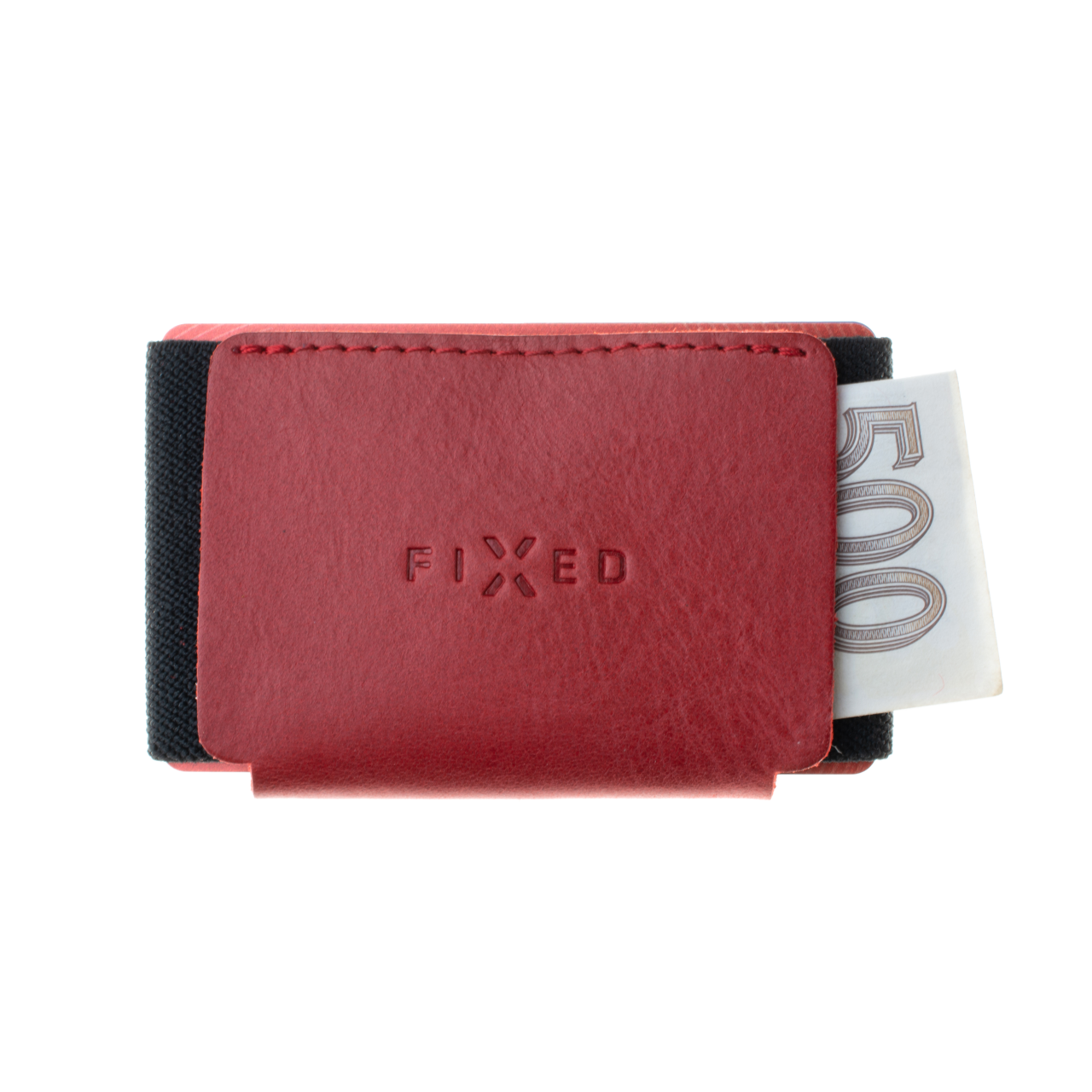 FIXED Kožená peněženka Tiny Wallet z pravé hovězí kůže, červená