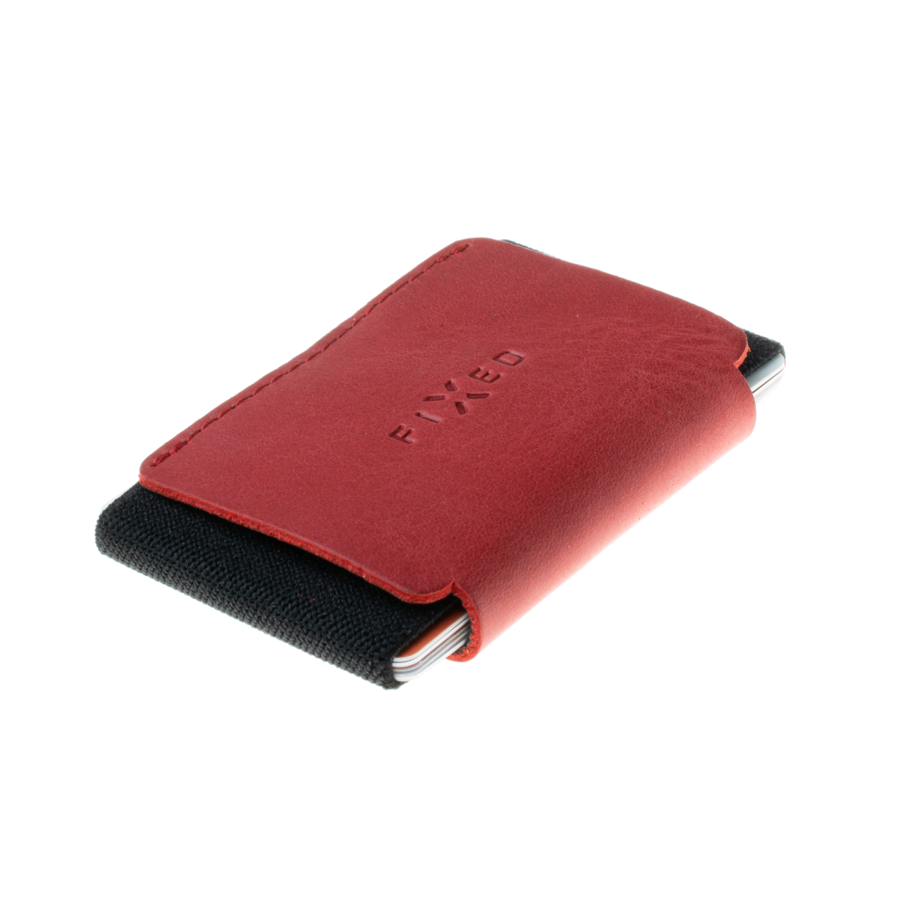 FIXED Kožená peněženka Tiny Wallet z pravé hovězí kůže, červená