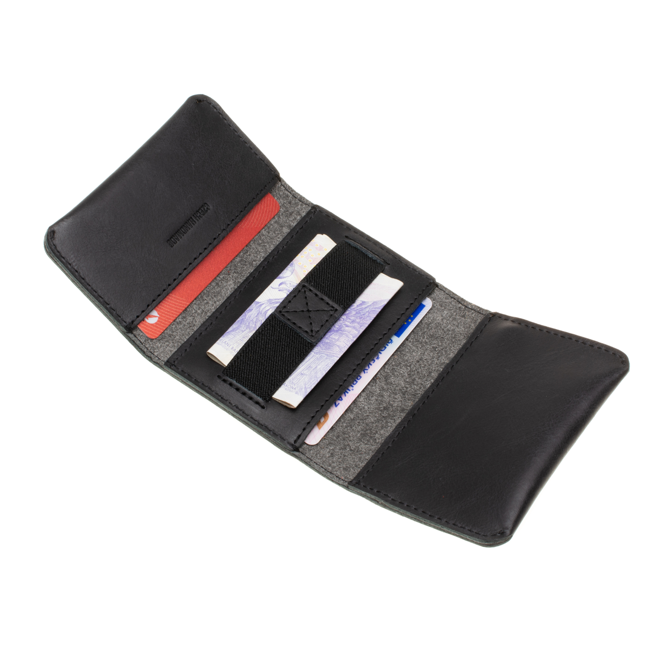 FIXED Kožená peněženka Tripple Wallet z pravé hovězí kůže, černá