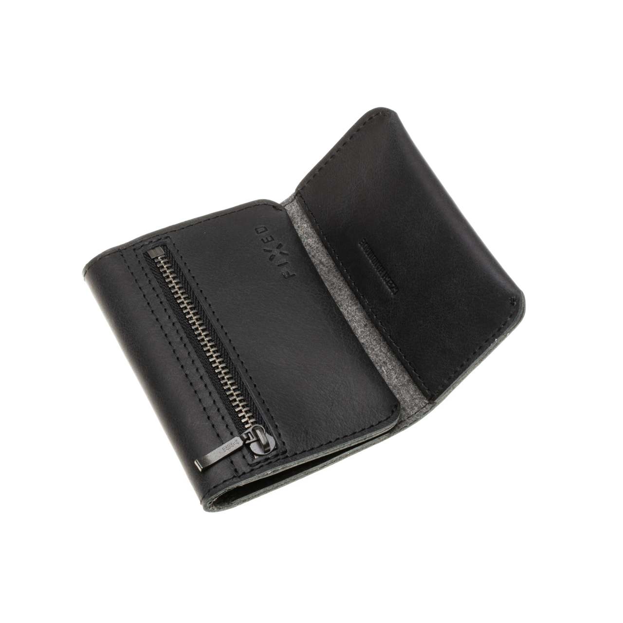 FIXED Kožená peněženka Tripple Wallet z pravé hovězí kůže, černá