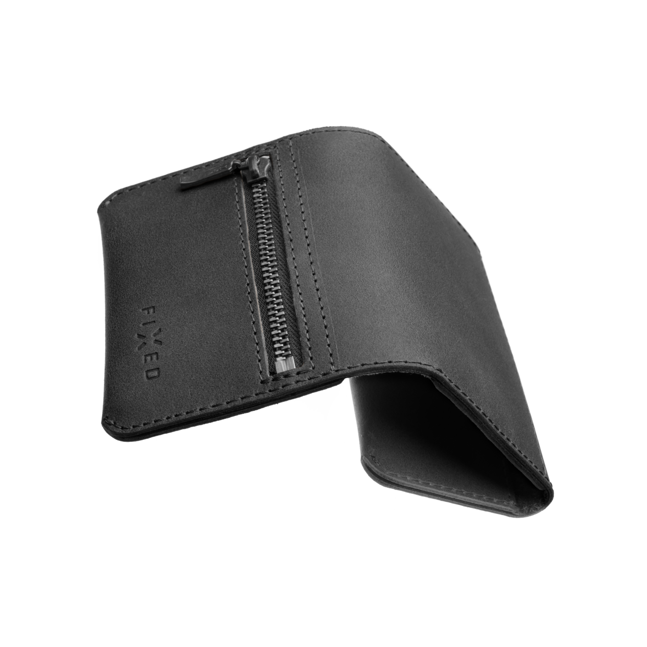 FIXED Kožená peněženka Tripple Wallet z pravé hovězí kůže, černá