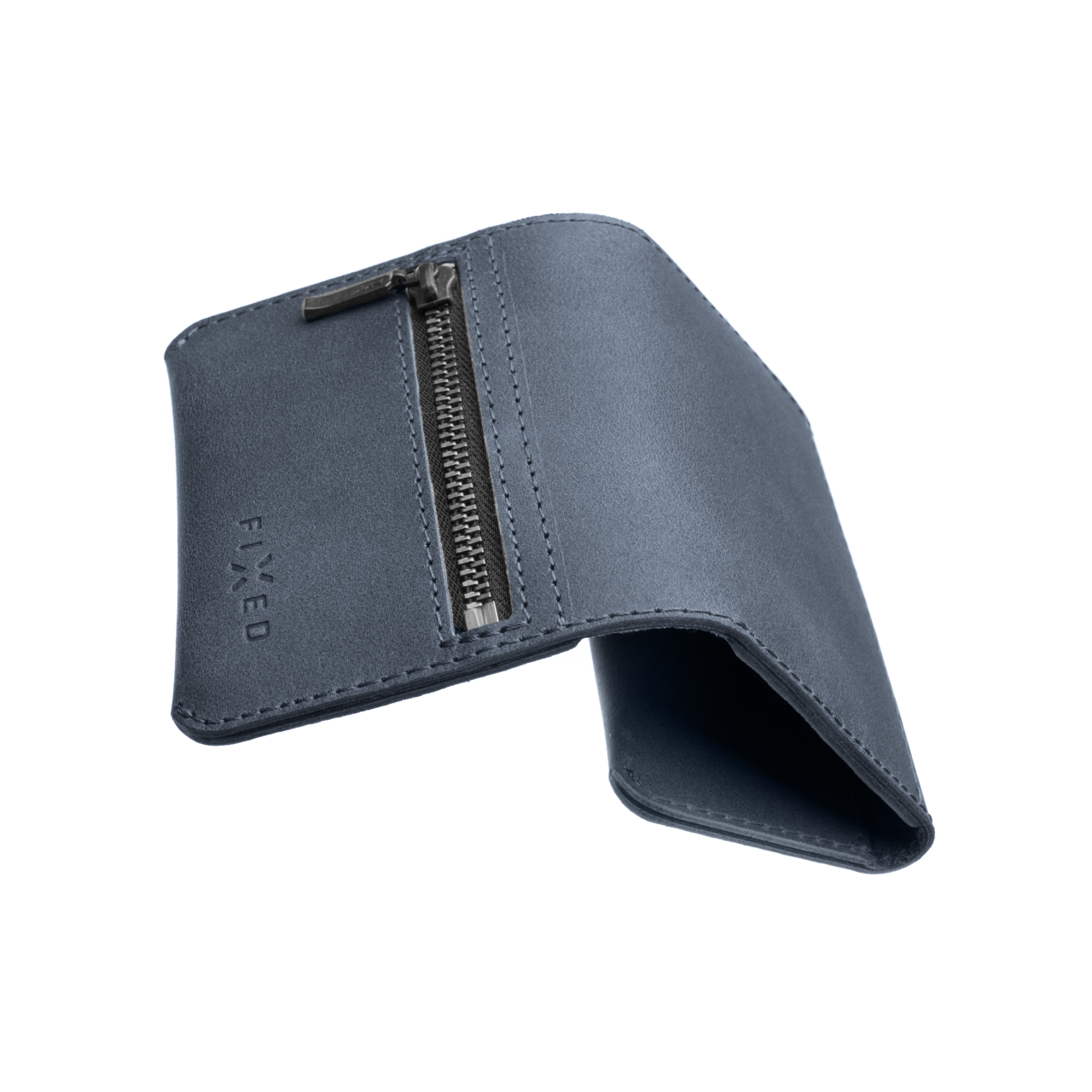 FIXED Kožená peněženka Tripple Wallet z pravé hovězí kůže, modrá