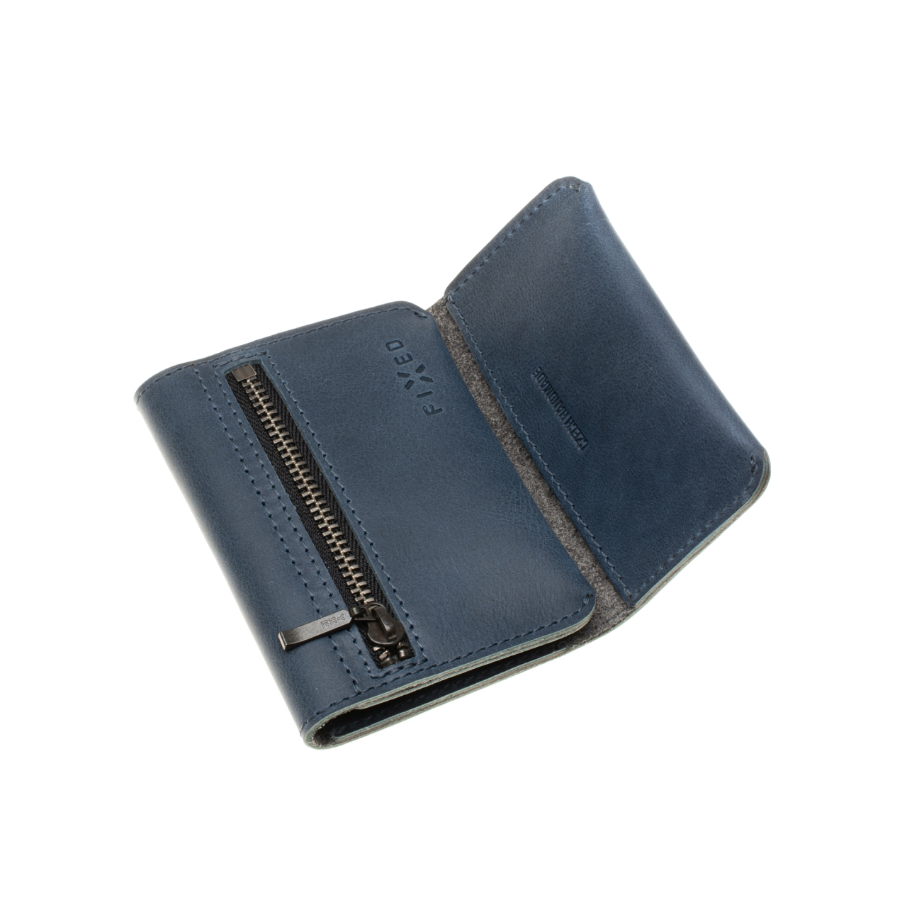 FIXED Kožená peněženka Tripple Wallet z pravé hovězí kůže, modrá