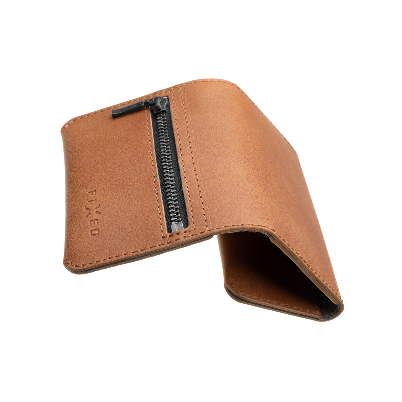 FIXED Kožená peněženka Tripple Wallet z pravé hovězí kůže, hnědá