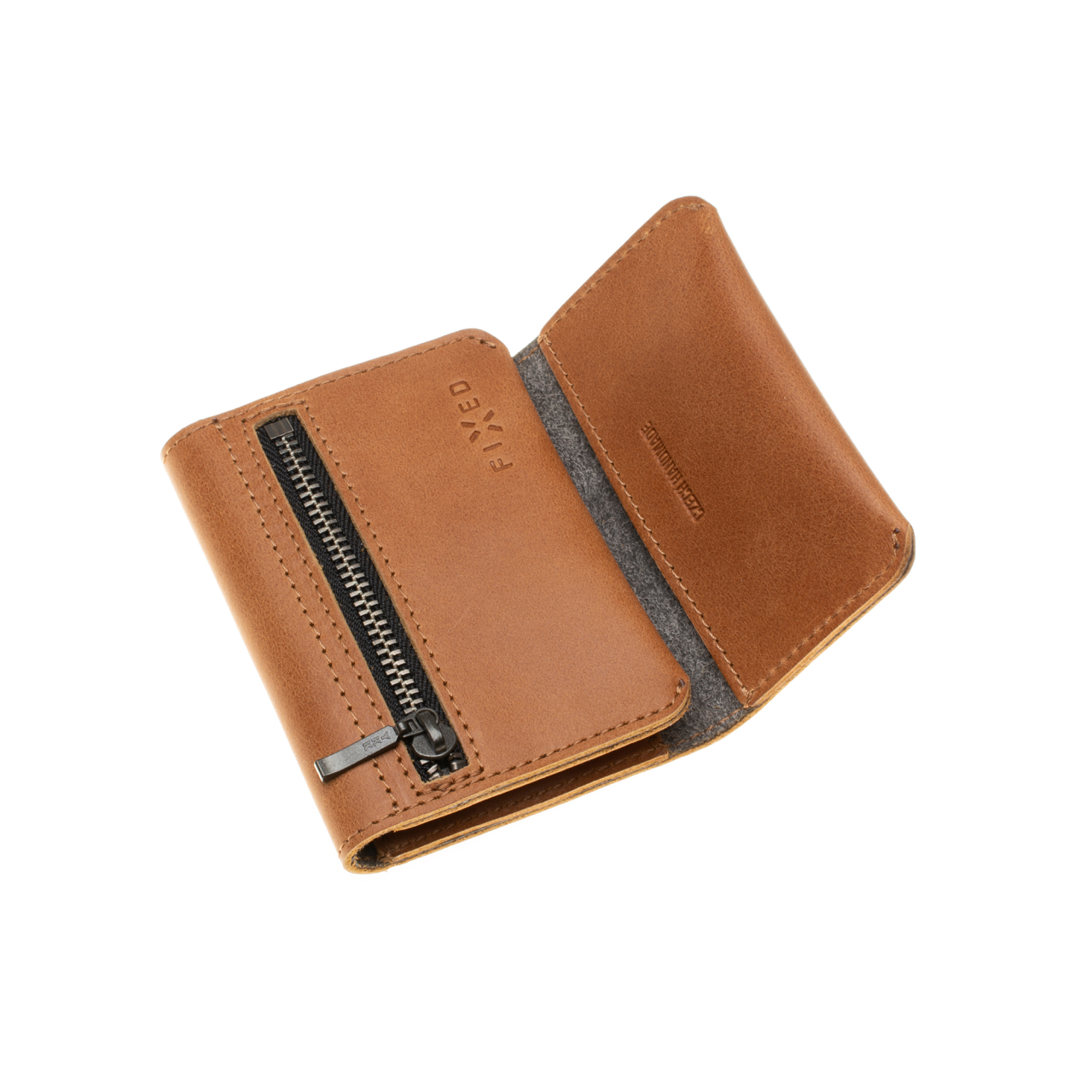 FIXED Kožená peněženka Tripple Wallet z pravé hovězí kůže, hnědá