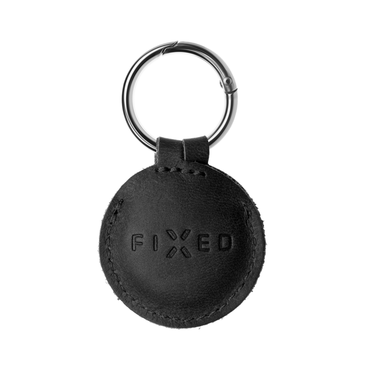 FIXED Pouzdro Case for AirTag z pravé hovězí kůže s karabinou, černé
