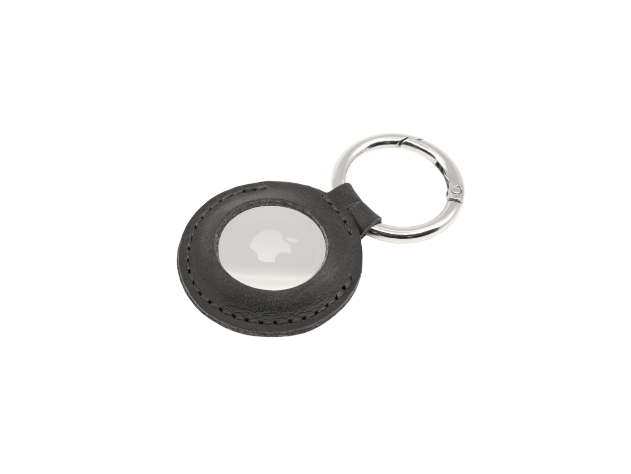 FIXED Pouzdro Case for AirTag z pravé hovězí kůže s karabinou, černé