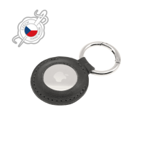 FIXED Pouzdro Case for AirTag z pravé hovězí kůže s karabinou, černé