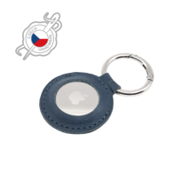 FIXED Pouzdro Case for AirTag z pravé hovězí kůže s karabinou, modré