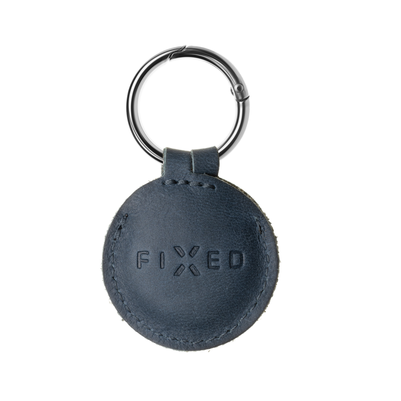 FIXED Pouzdro Case for AirTag z pravé hovězí kůže s karabinou, modré