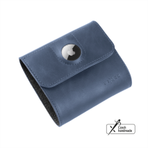 FIXED Kožená peněženka Classic Wallet for AirTag z pravé hovězí kůže, modrá