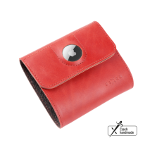 FIXED Kožená peněženka Classic Wallet for AirTag z pravé hovězí kůže, červená