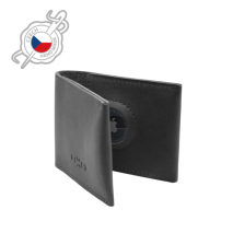 FIXED Kožená peněženka Wallet for AirTag z pravé hovězí kůže, černá