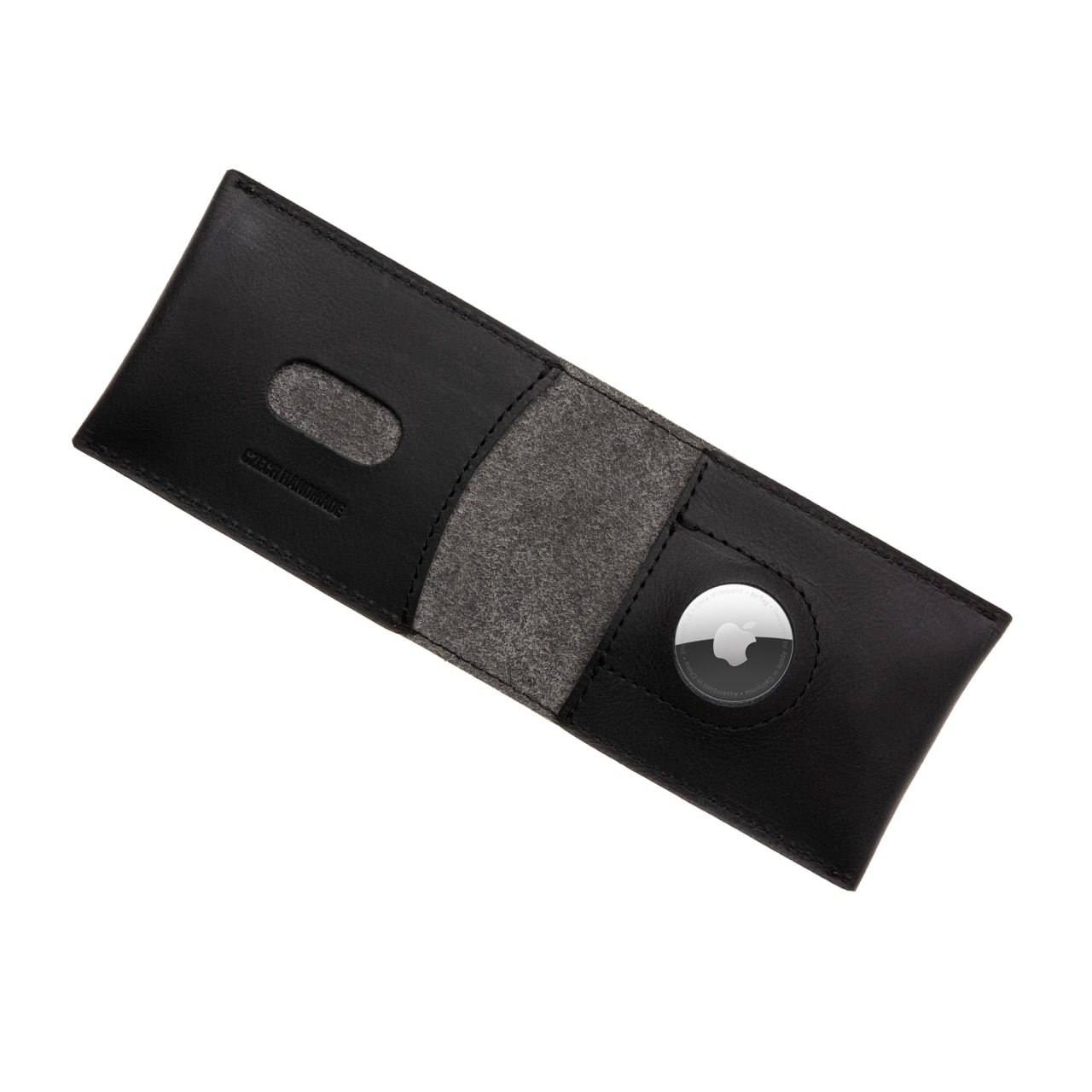 FIXED Kožená peněženka Wallet for AirTag z pravé hovězí kůže, černá