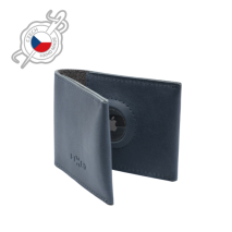 FIXED Kožená peněženka Wallet for AirTag z pravé hovězí kůže, modrá