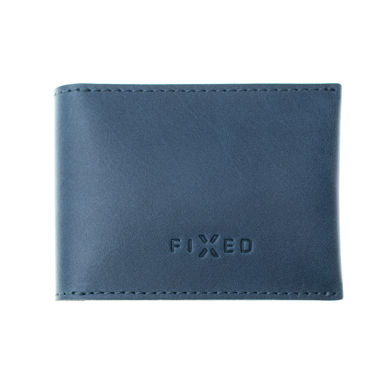 FIXED Kožená peněženka Wallet for AirTag z pravé hovězí kůže, modrá
