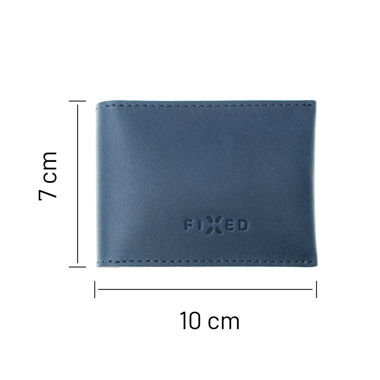 FIXED Kožená peněženka Wallet for AirTag z pravé hovězí kůže, modrá