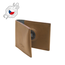 FIXED Kožená peněženka Wallet for AirTag z pravé hovězí kůže, hnědá