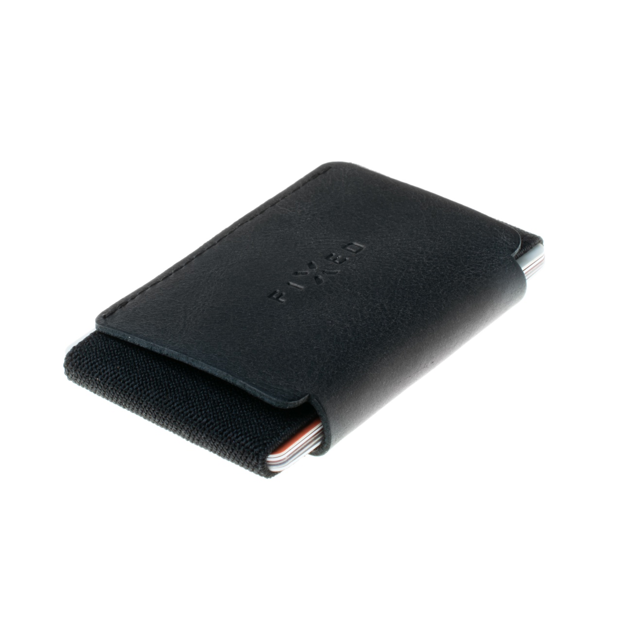 FIXED Kožená peněženka Tiny Wallet for AirTag z pravé hovězí kůže, černá