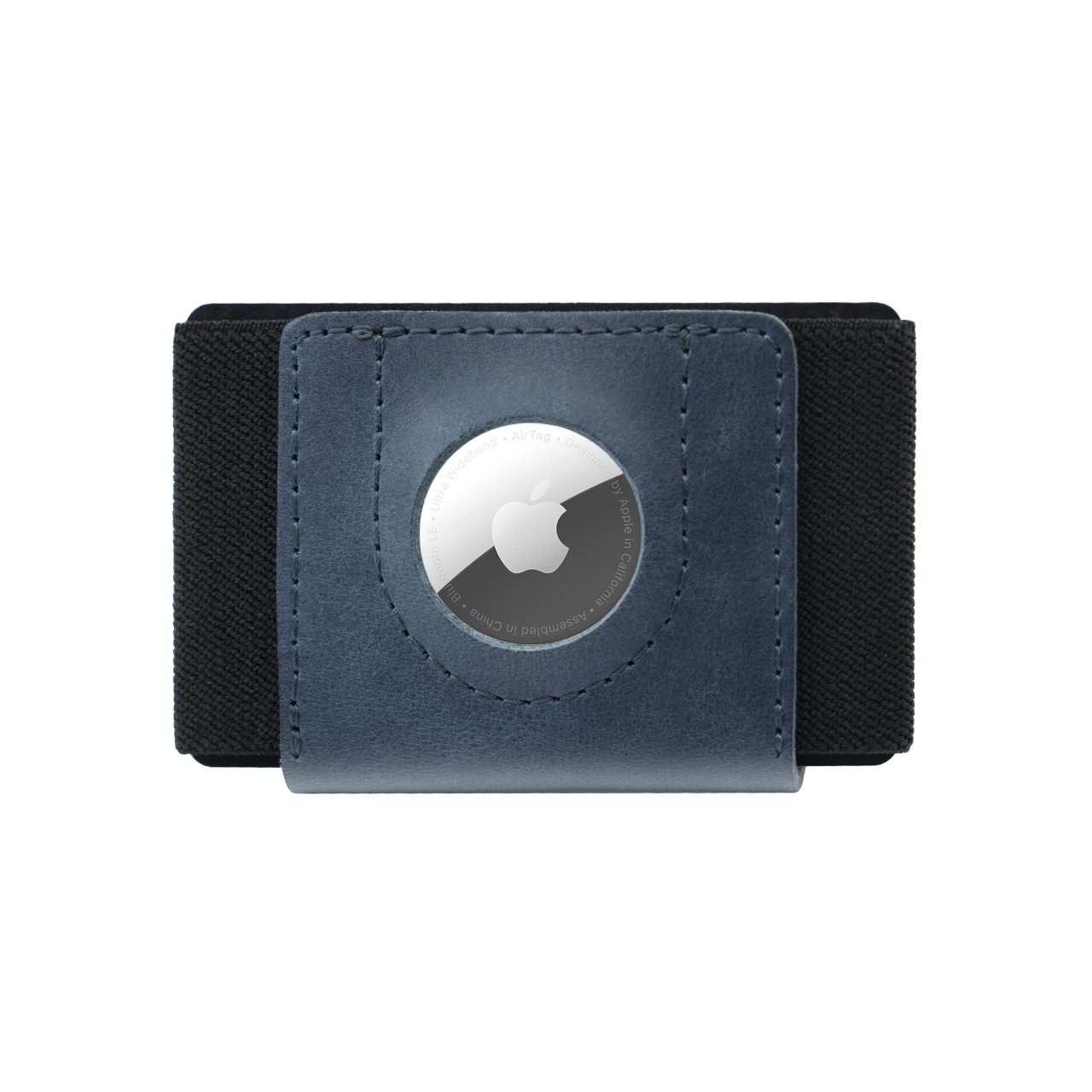 FIXED Kožená peněženka Tiny Wallet for AirTag z pravé hovězí kůže, modrá