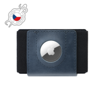 FIXED Kožená peněženka Tiny Wallet for AirTag z pravé hovězí kůže, modrá