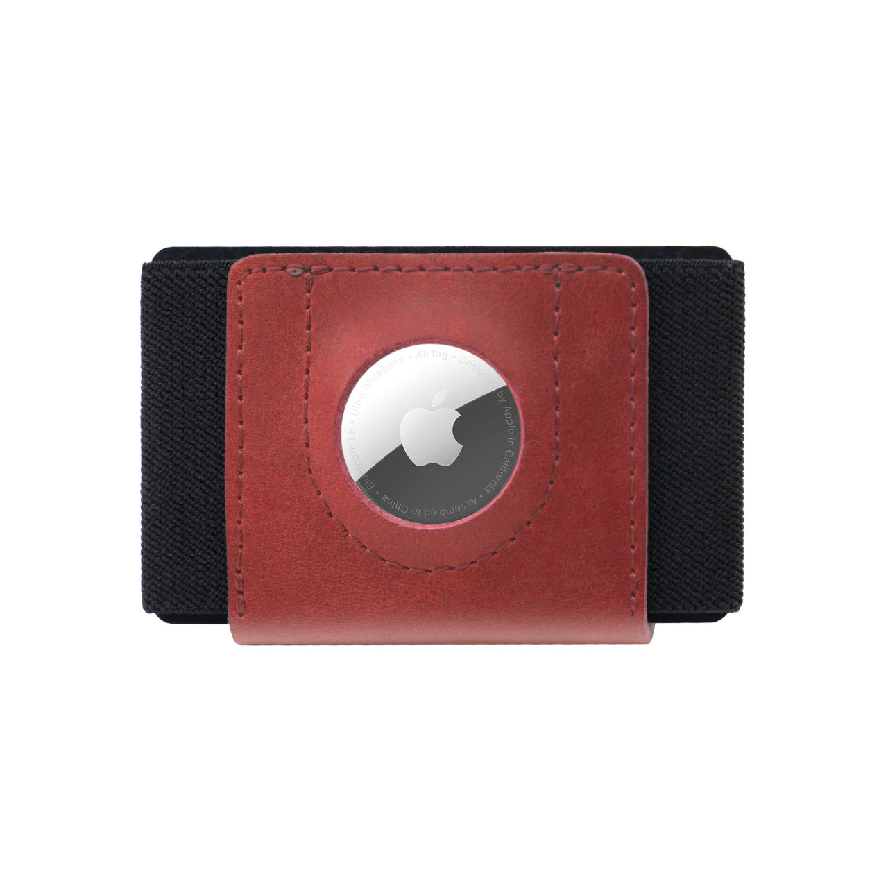 FIXED Kožená peněženka Tiny Wallet for AirTag z pravé hovězí kůže, červená