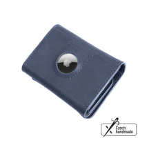 FIXED Kožená peněženka Tripple Wallet for AirTag z pravé hovězí kůže, modrá