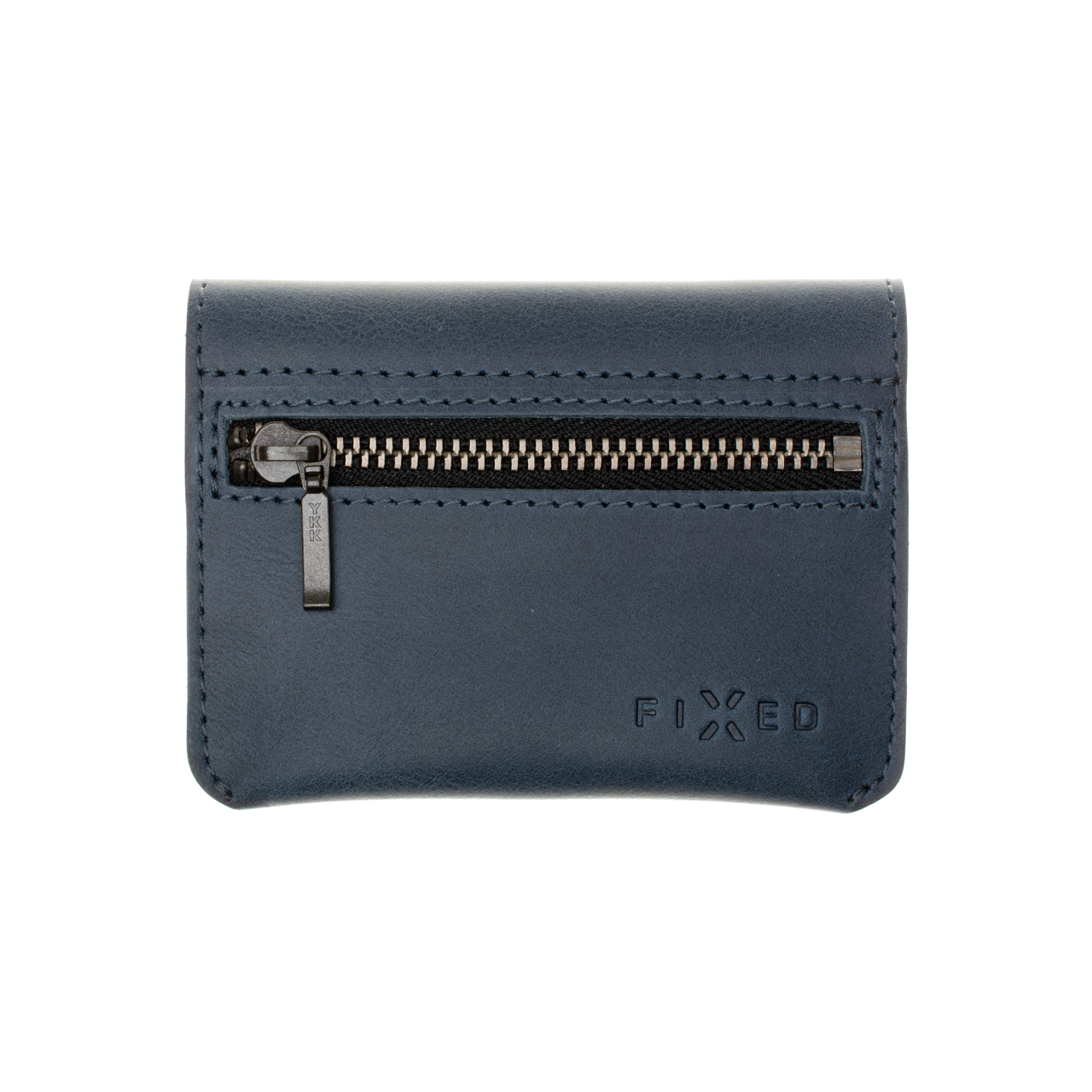 FIXED Kožená peněženka Tripple Wallet for AirTag z pravé hovězí kůže, modrá