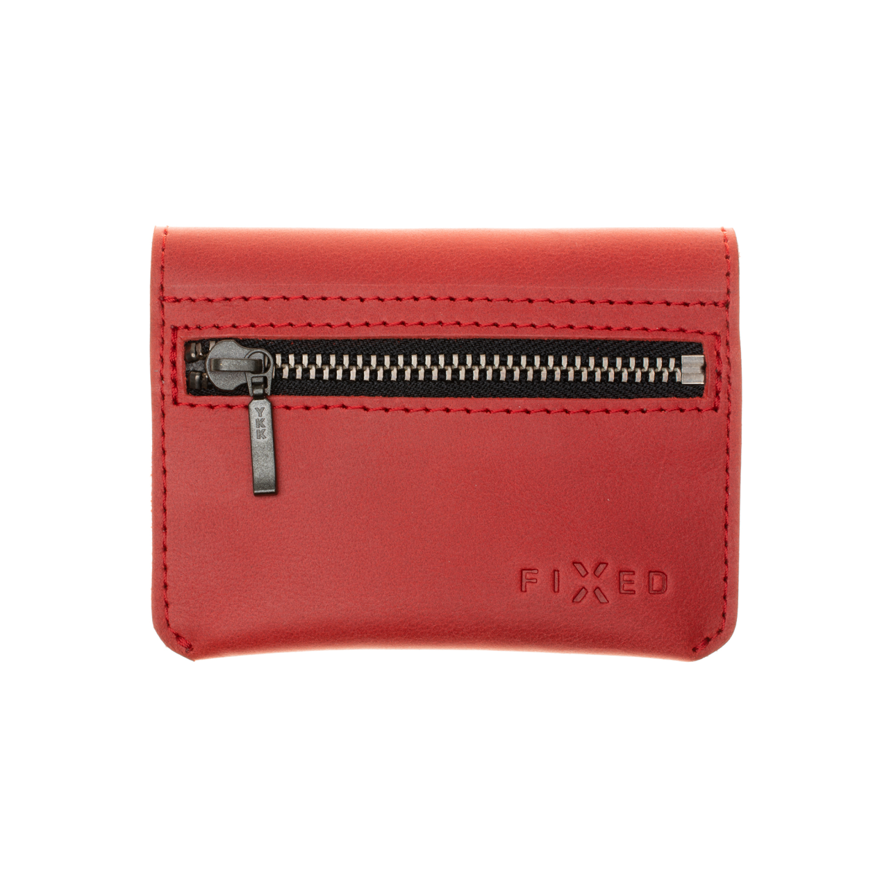 FIXED Kožená peněženka Tripple Wallet for AirTag z pravé hovězí kůže, červená