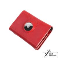 FIXED Kožená peněženka Tripple Wallet for AirTag z pravé hovězí kůže, červená