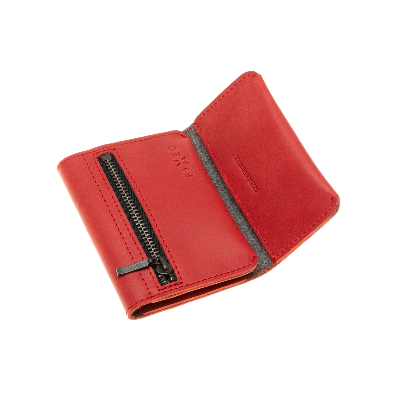 FIXED Kožená peněženka Tripple Wallet for AirTag z pravé hovězí kůže, červená