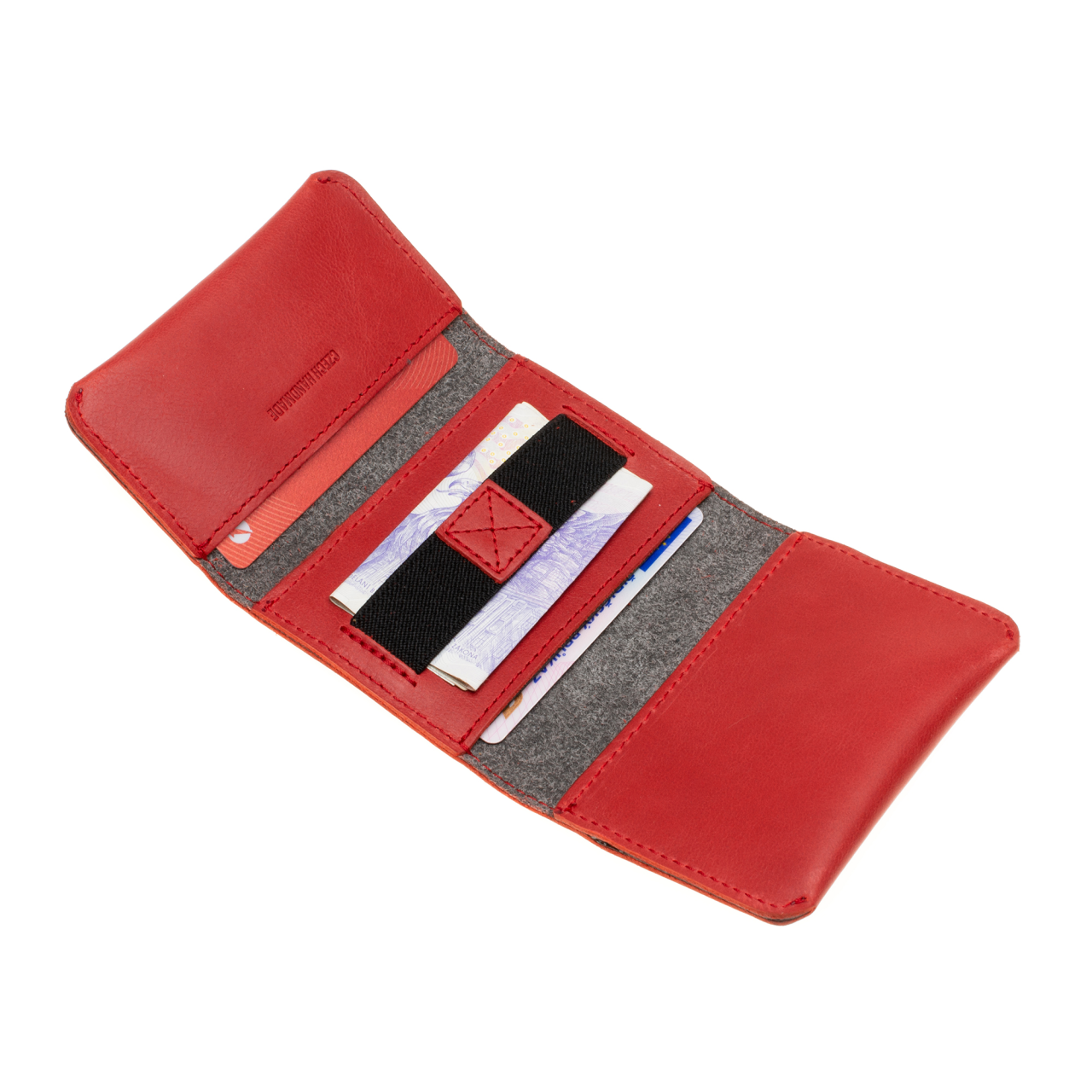 FIXED Kožená peněženka Tripple Wallet for AirTag z pravé hovězí kůže, červená