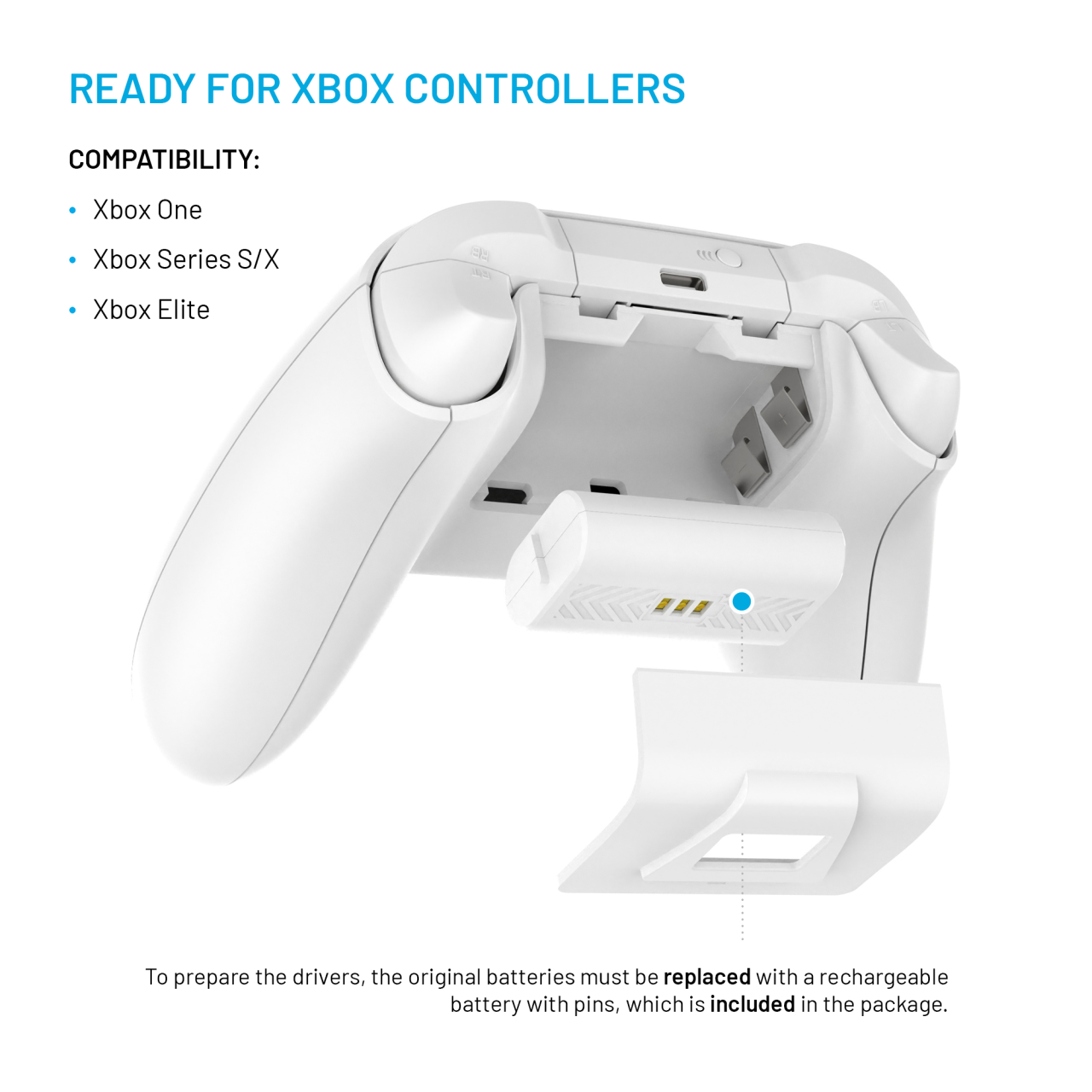FIXED Dobíjecí stanice pro dva bezdrátové ovladače Xbox Series S, X a One, bílá