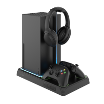 FIXED Multifunkční stanice pro Xbox Series X a S s odvětráváním a nabíjením pro dva ovladače Xbox, černá