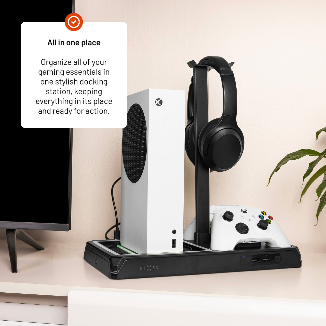 Multifunkční stanice pro Xbox Series X a S s odvětráváním a nabíjením pro dva ovladače Xbox - Fixed, černá