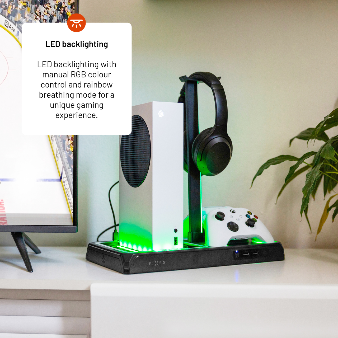 Multifunkční stanice pro Xbox Series X a S s odvětráváním a nabíjením pro dva ovladače Xbox - Fixed, černá