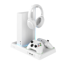 FIXED Multifunkční stanice pro Xbox Series X a S s odvětráváním a nabíjením pro dva ovladače Xbox, bílá