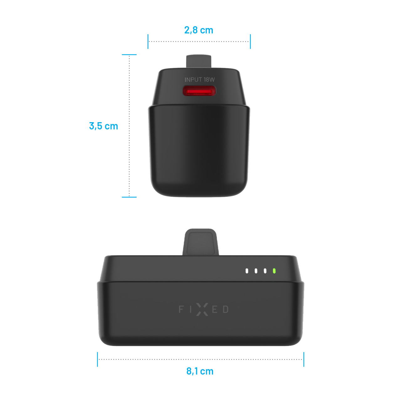 FIXED Powerbanka Zen 5 Plug-in s výstupem PD 20W, 5 000 mAh, černá