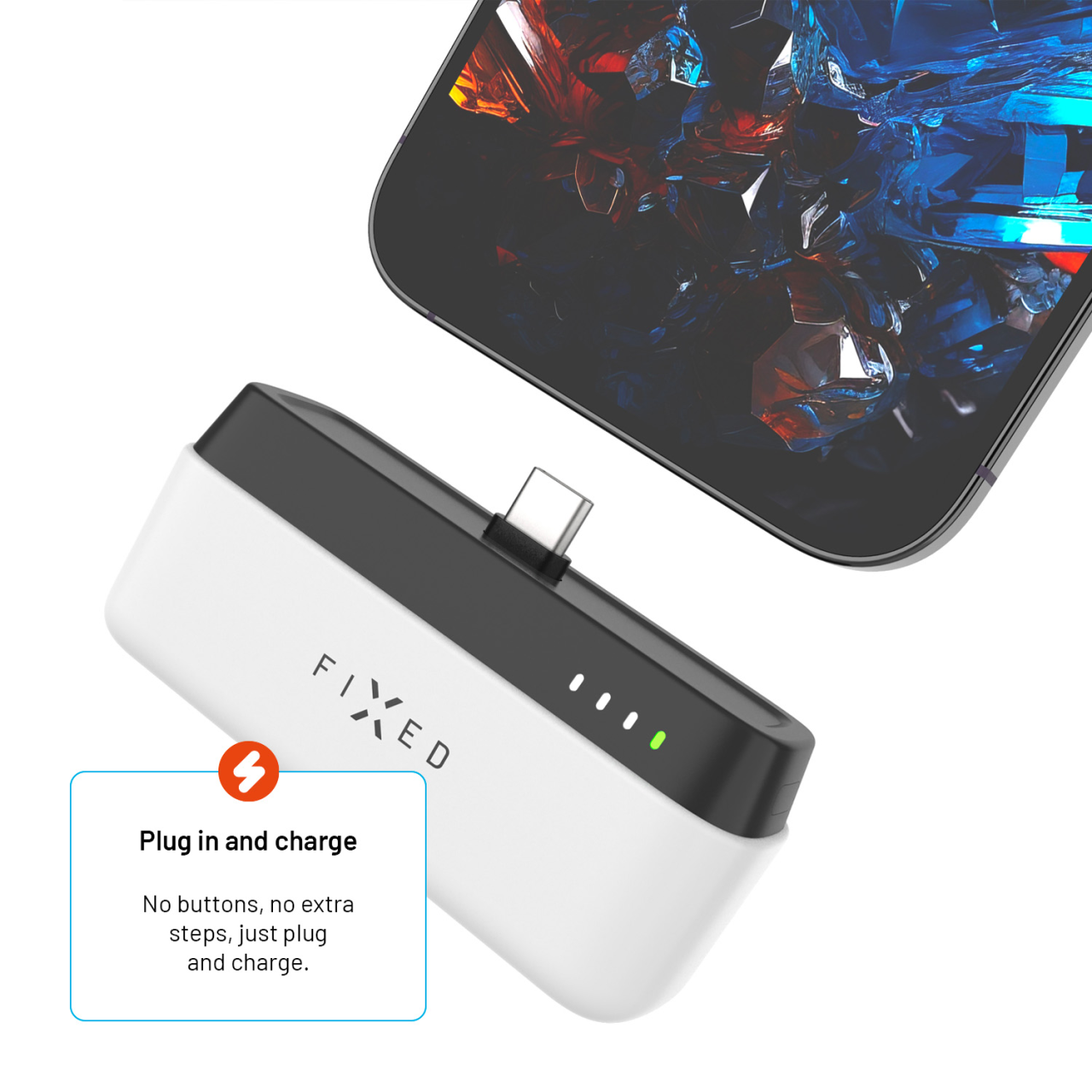 FIXED Powerbanka Zen 5 Plug-in s výstupem PD 20W, 5 000 mAh, bílá