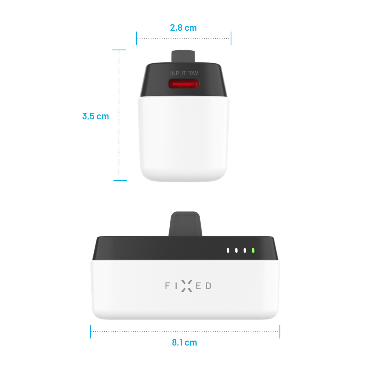 FIXED Powerbanka Zen 5 Plug-in s výstupem PD 20W, 5 000 mAh, bílá