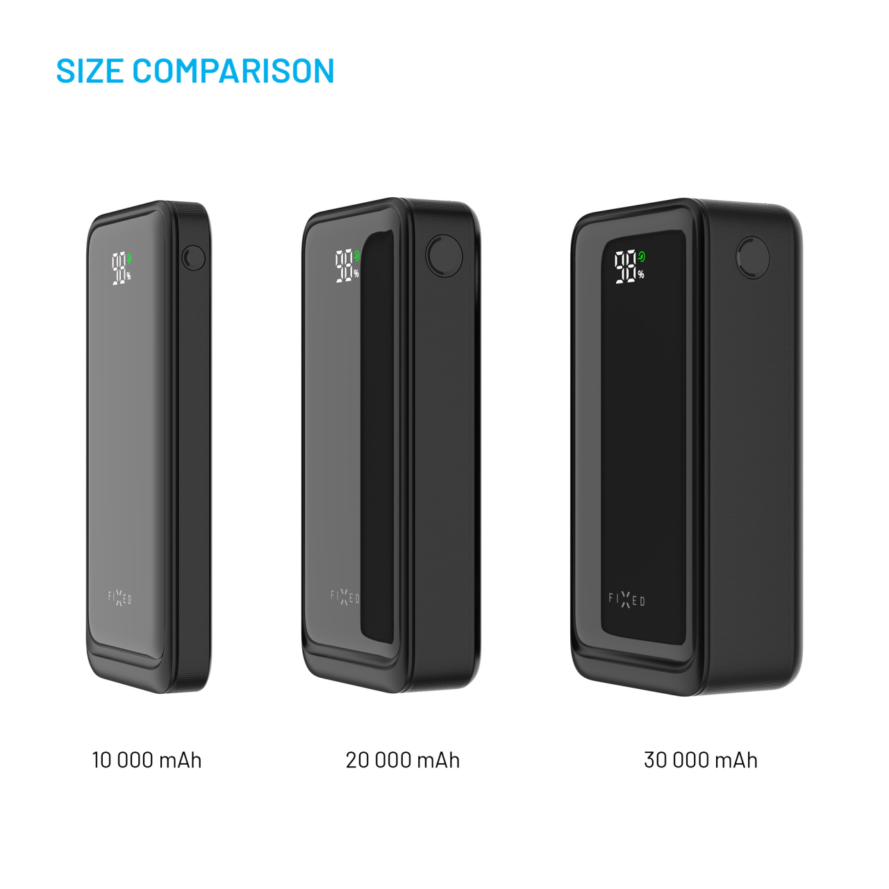 Powerbanka FIXED Zen2 10 s LCD displejem a výstupem PD 20W, 10 000 mAh, černá