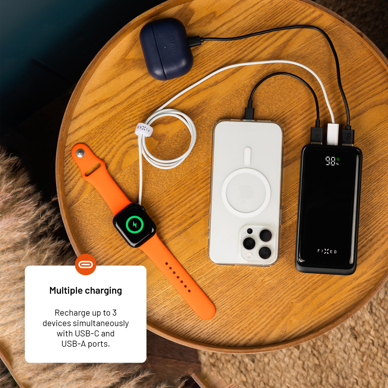 Powerbanka s LCD displejem a výstupem PD 20W, 10 000 mAh - Fixed Zen2 10, černá