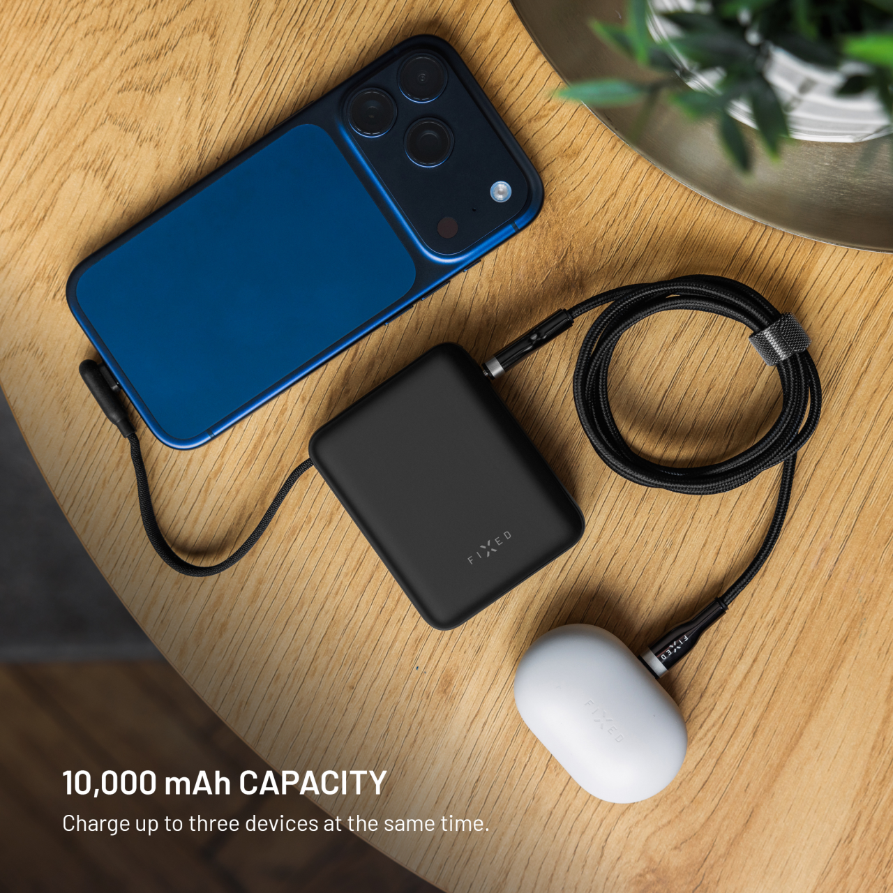 Powerbanka FIXED Zen 10 Loop s LCD displejem a výstupem 30W, 10 000 mAh, černá
