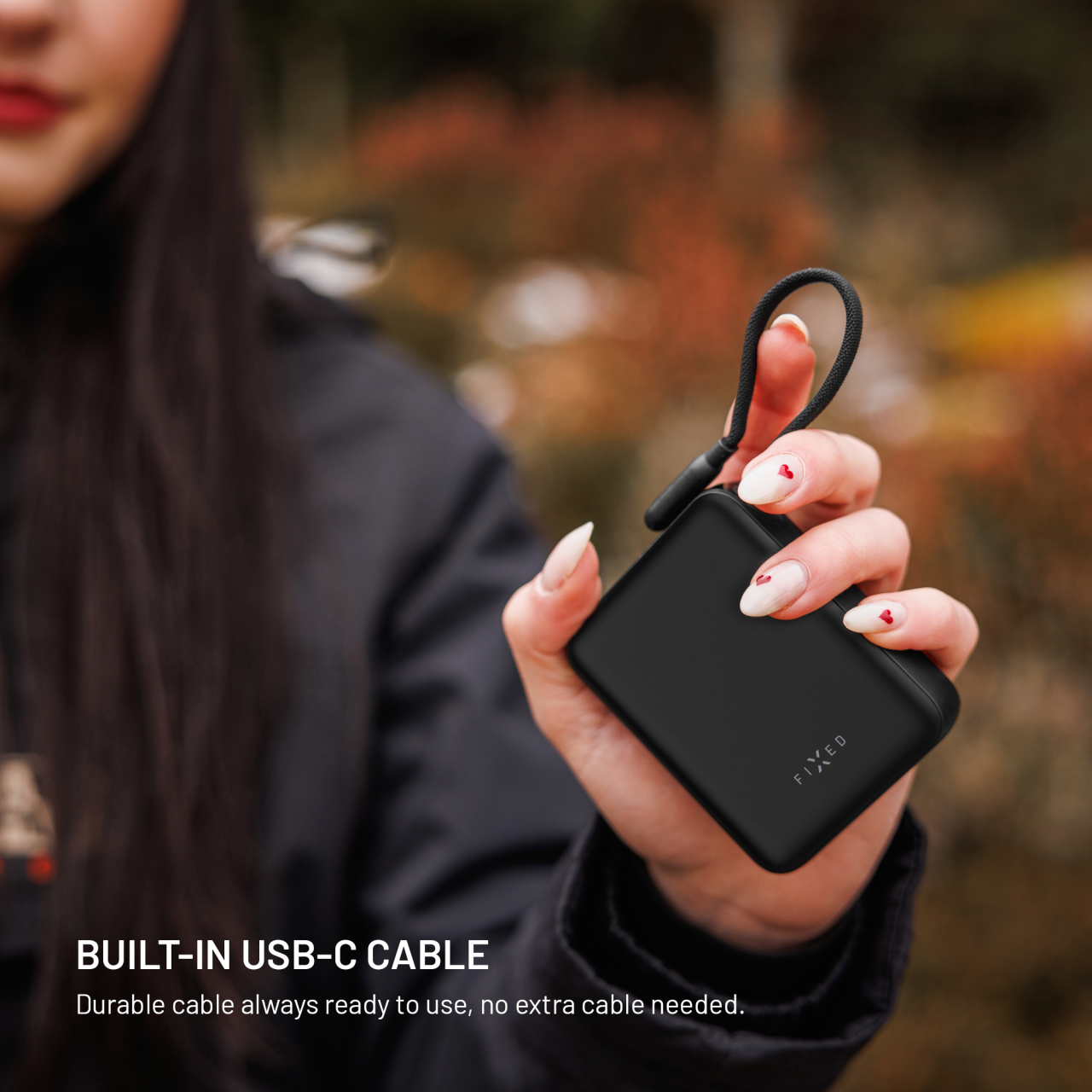Powerbanka FIXED Zen 10 Loop s LCD displejem a výstupem 30W, 10 000 mAh, černá