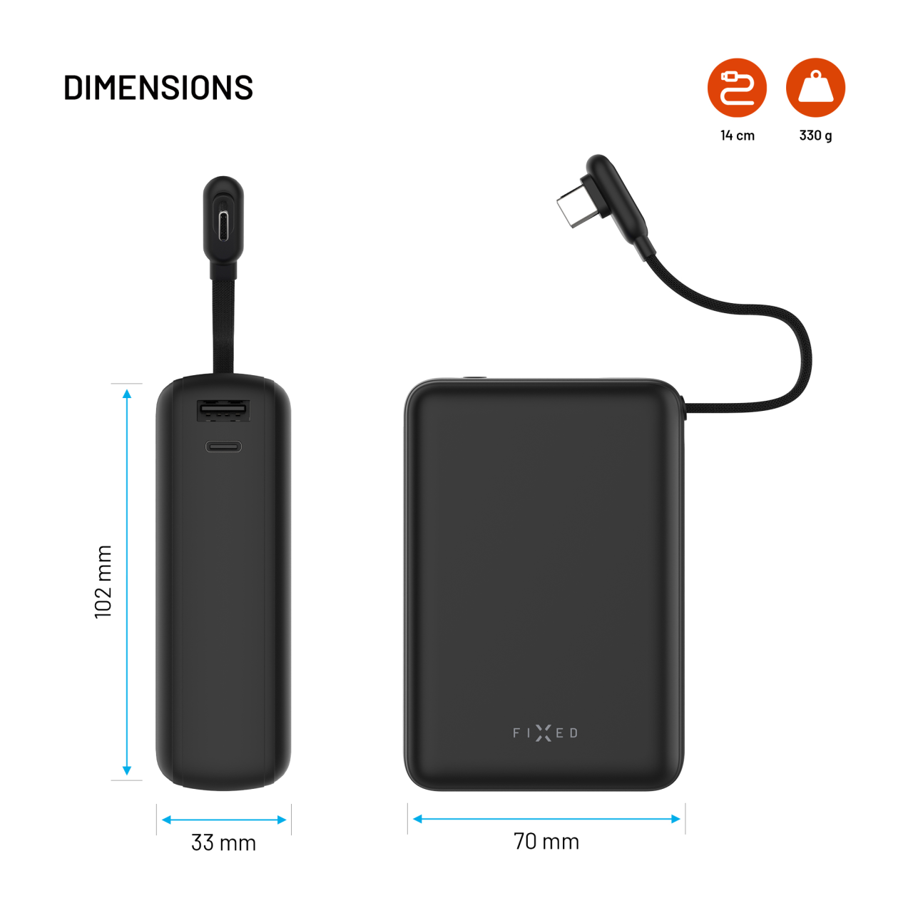 Powerbanka s LCD displejem a výstupem 40W, 20 000 mAh - Fixed Zen 20 Loop, černá