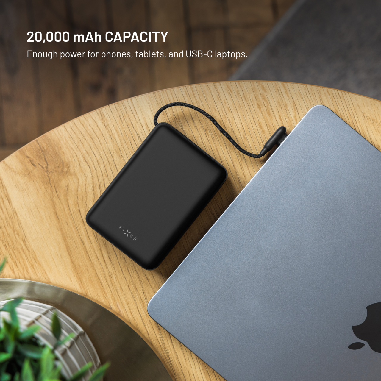 Powerbanka FIXED Zen 20 Loop s LCD displejem a výstupem 40W, 20 000 mAh, černá