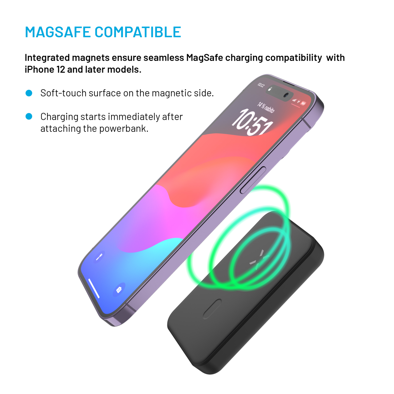FIXED Powerbanka MagZen s bezdrátovým nabíjením a podporou Magsafe, 6 000 mAh, černá