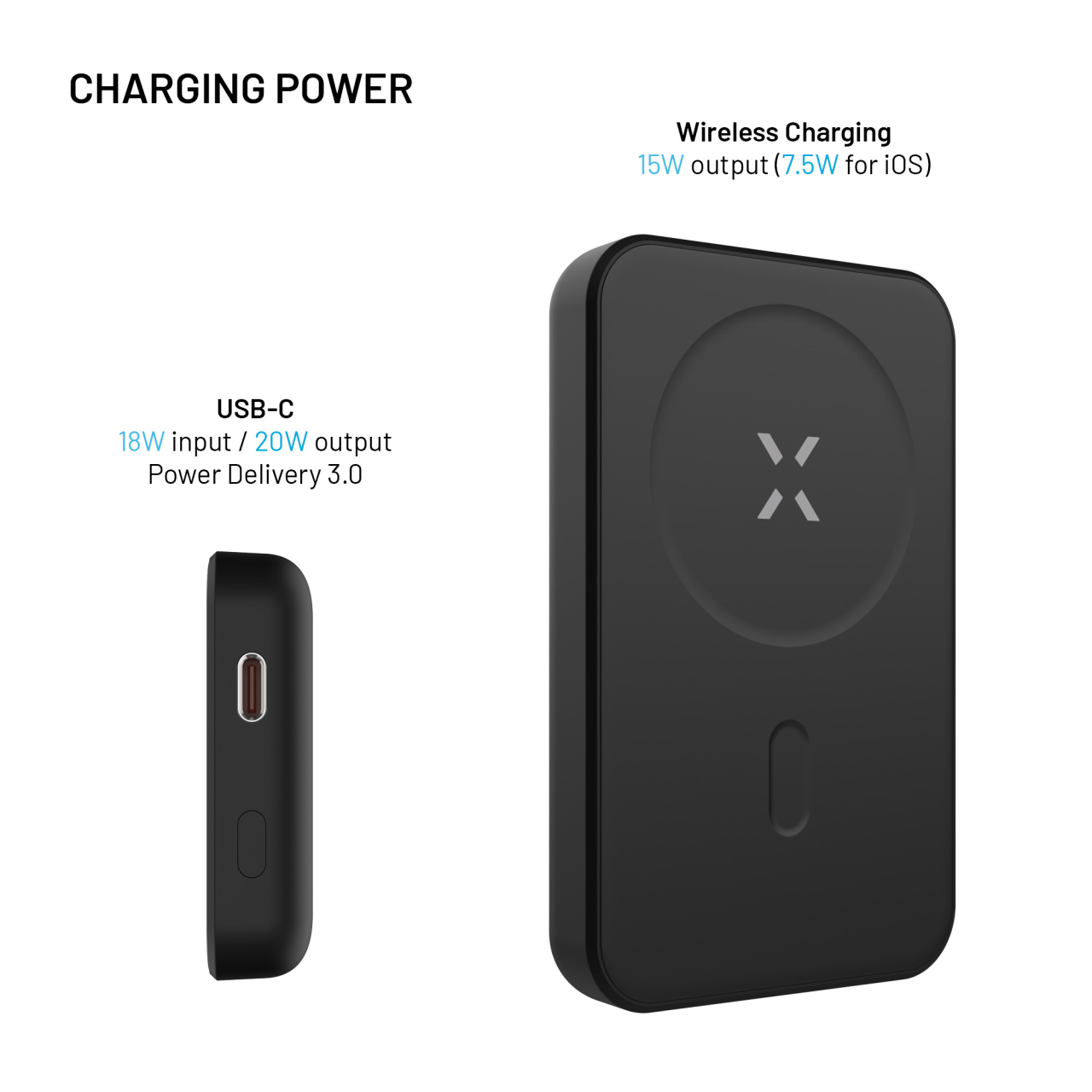 FIXED Powerbanka MagZen (2nd gen.) s bezdrátovým nabíjením a podporou MagSafe, 10 000 mAh, černá
